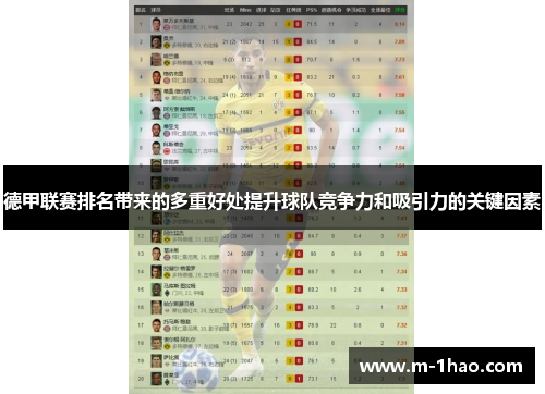 德甲联赛排名带来的多重好处提升球队竞争力和吸引力的关键因素